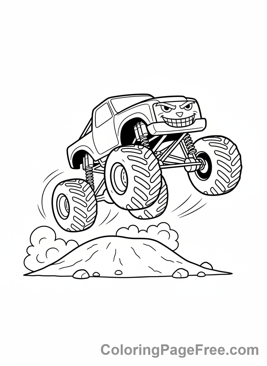Cars coloring page - Monster Truck Jumping