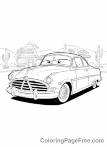Cars Movie coloring page - Doc Hudson coaching