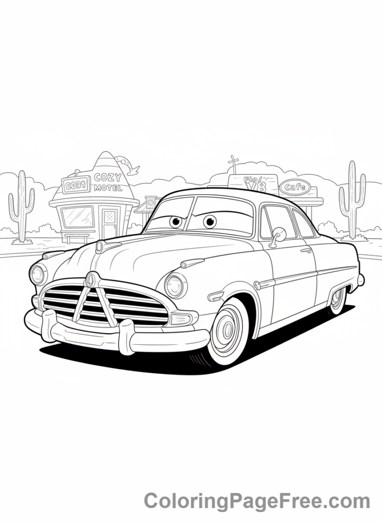 Cars Movie coloring page - Doc Hudson coaching
