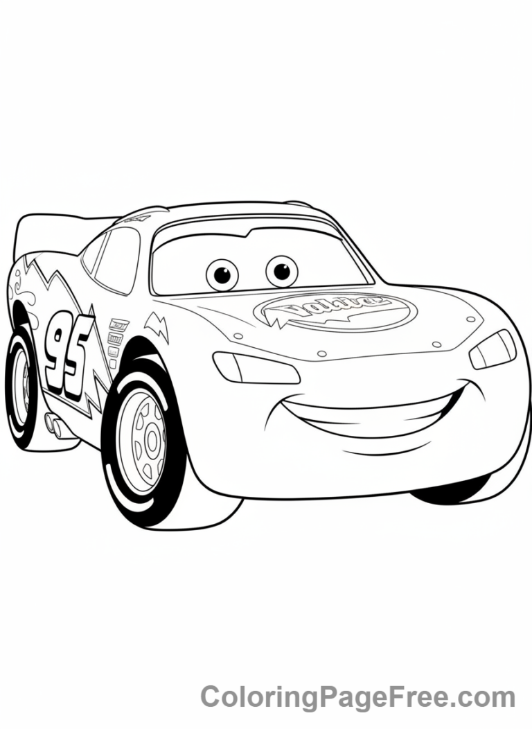 Coloring Page Cars Movie Lightning McQueen Close