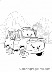 Cars Movie coloring page - Mater waving full