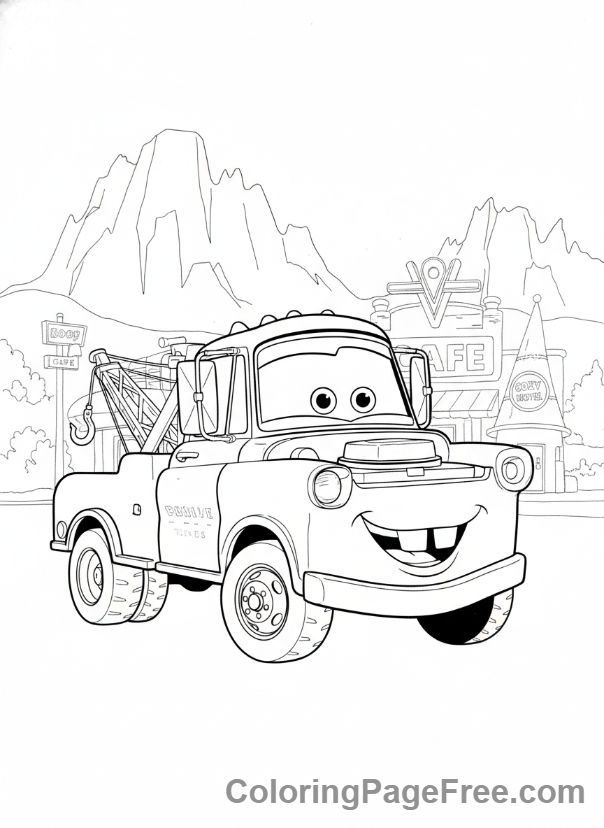 Cars Movie coloring page - Mater waving full
