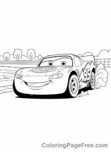 Cars Movie coloring page - McQueen racing action