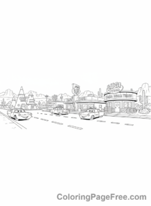 Cars Movie coloring page - Radiator Springs street