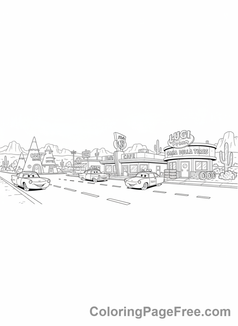 Cars Movie coloring page - Radiator Springs street