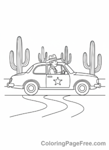 Cars Movie coloring page - Sheriff patrolling road