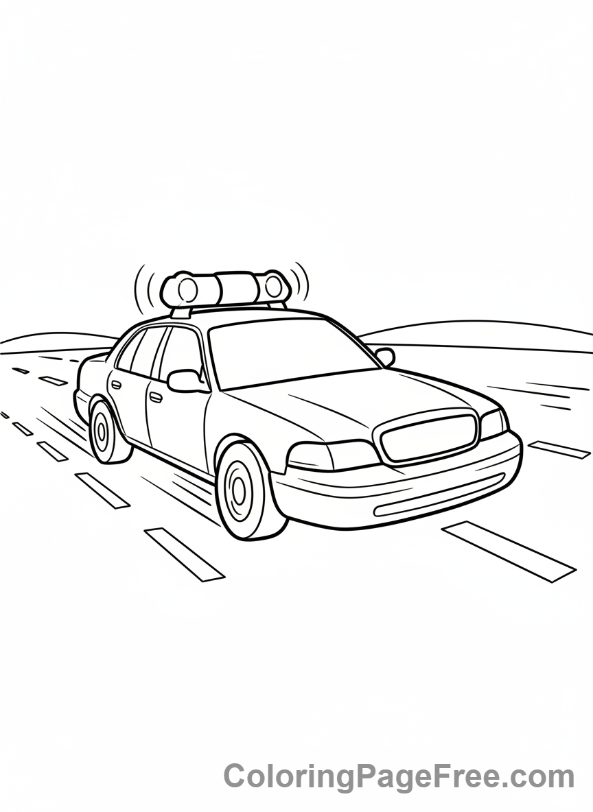 High speed police car chase coloring page