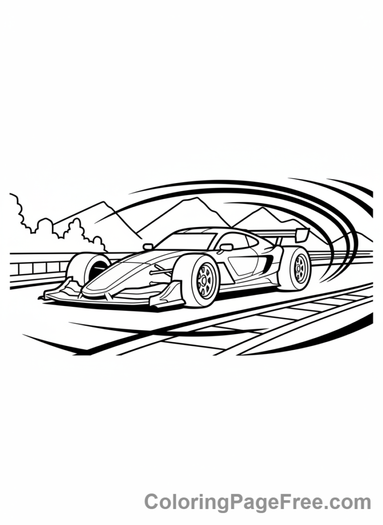 Cars coloring page - Race Car Speeding