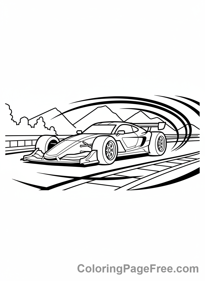 Cars coloring page - Race Car Speeding