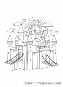 Castle coloring page - Grand castle exterior
