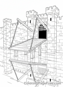 Castle coloring page - Moat drawbridge