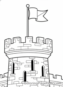 Castle coloring page - Turret close-up