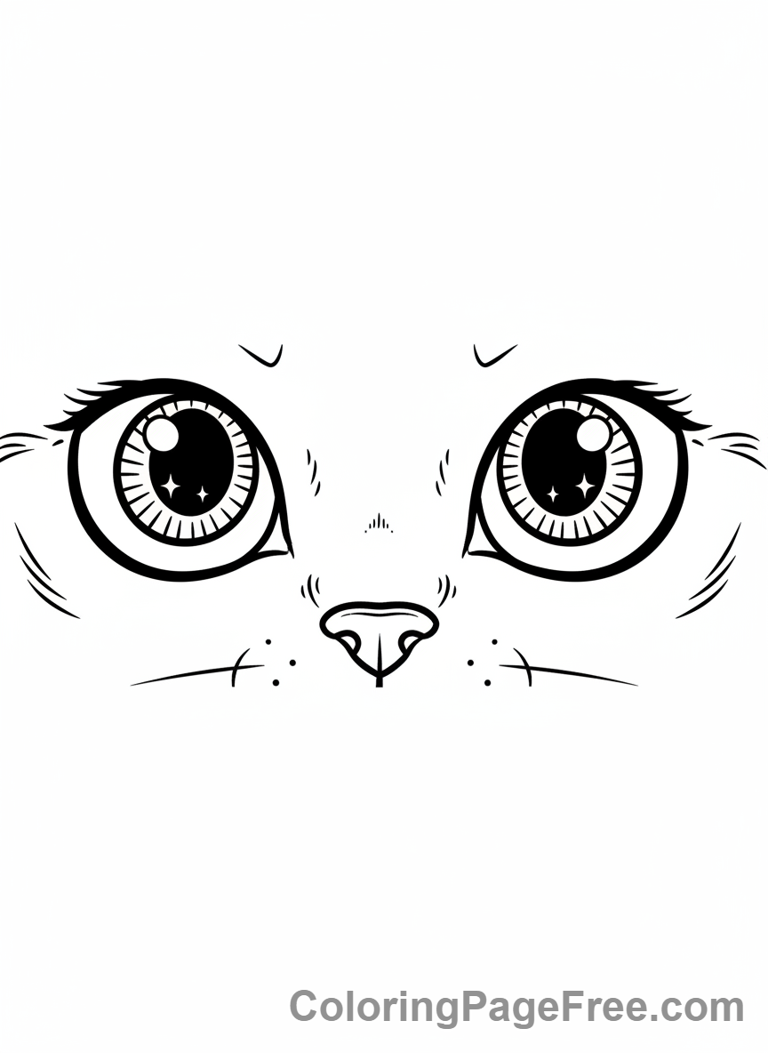 Cat coloring page - Cat eyes curious