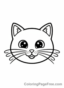 Cat coloring page - Cat face happy