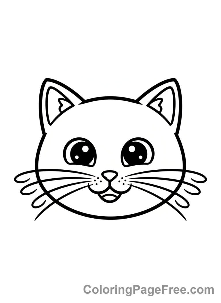 Cat coloring page - Cat face happy