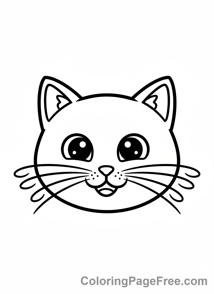 Cat coloring page - Cat face happy