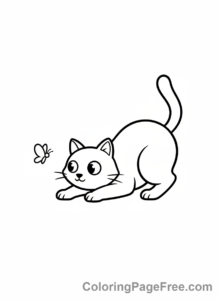 Cat coloring page - Cat hunting butterfly