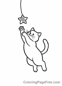 Cat coloring page - Cat jumping playfully