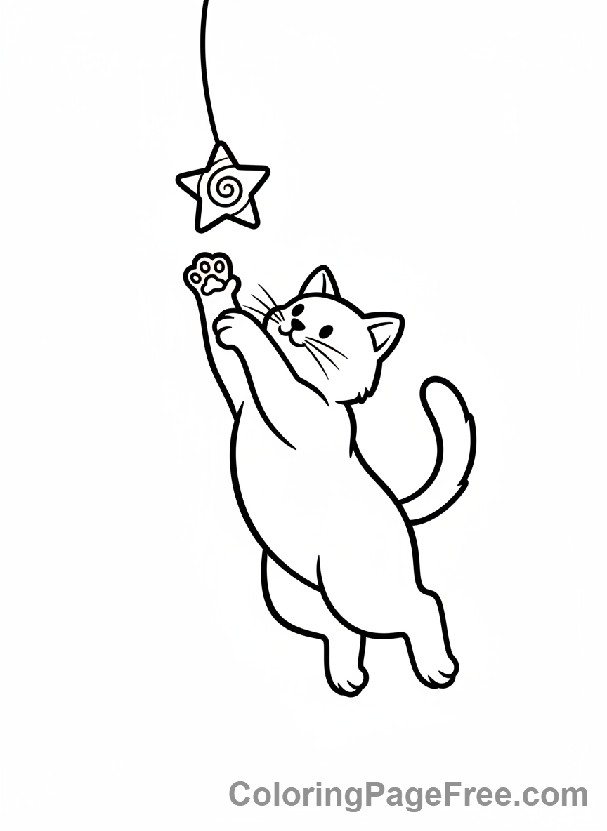 Cat coloring page - Cat jumping playfully