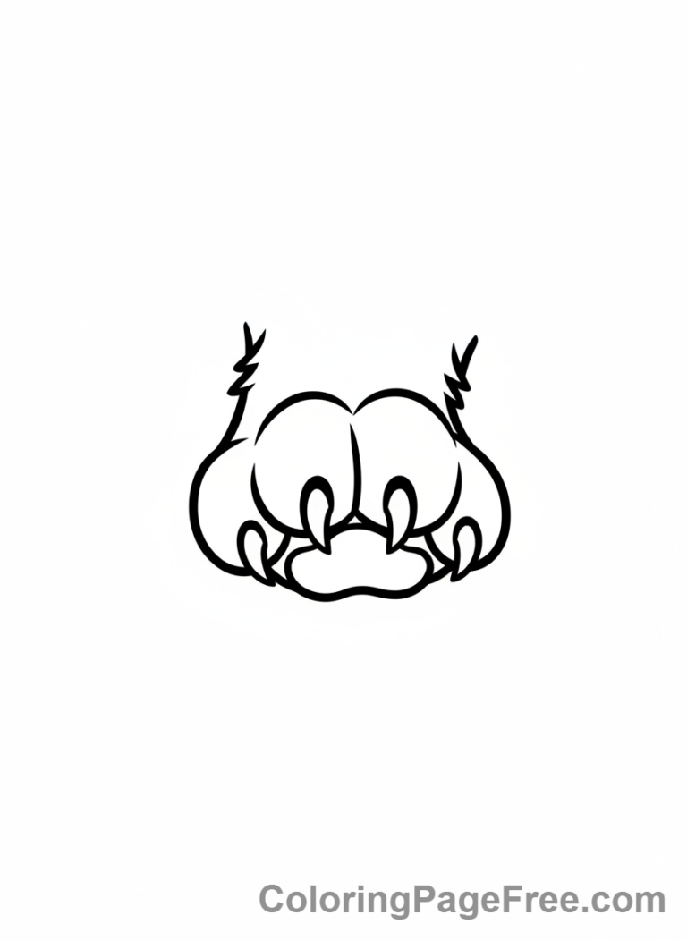 Cat coloring page - Cat paw reaching