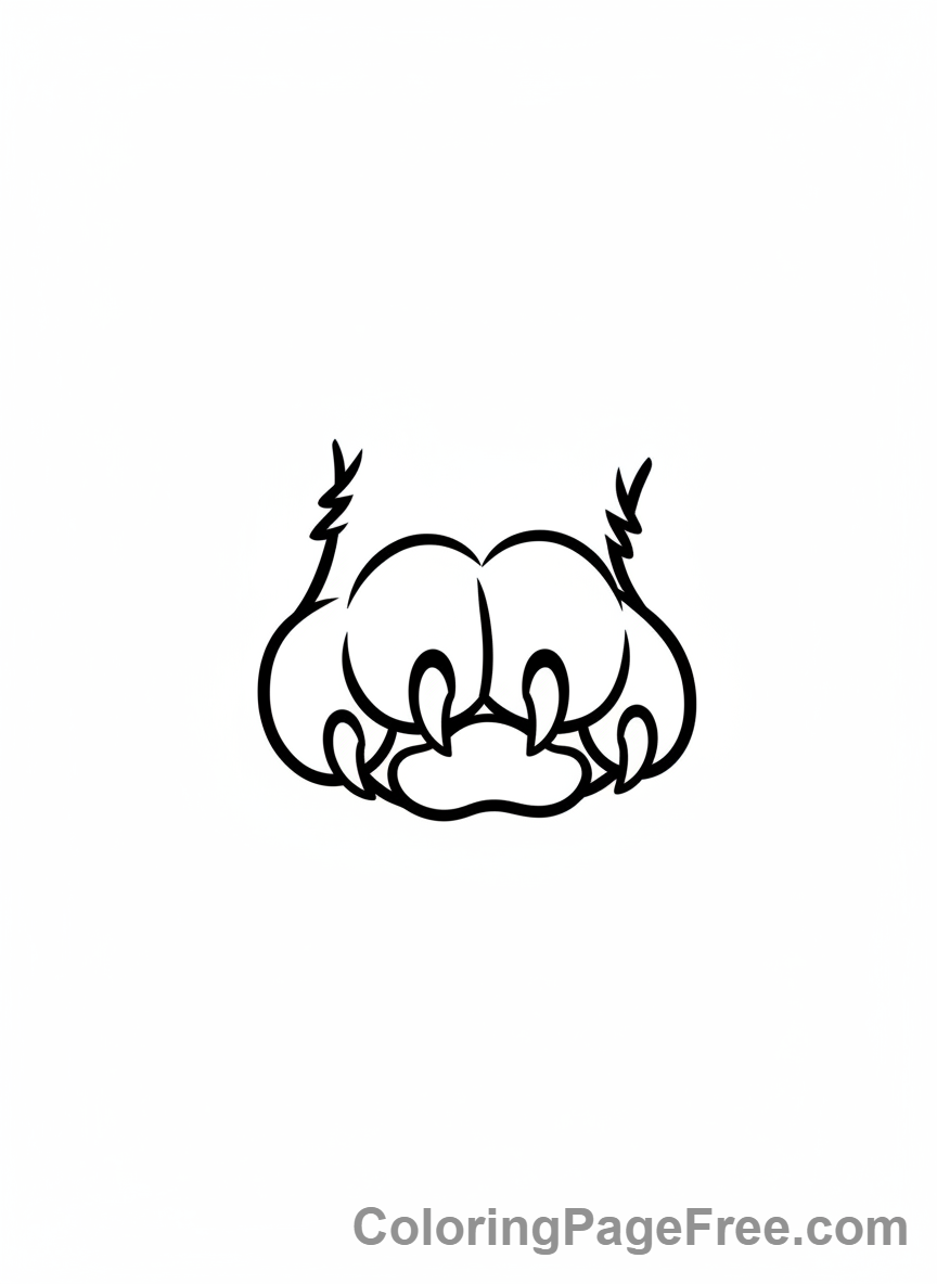 Cat coloring page - Cat paw reaching