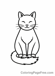 Cat coloring page - Cat sitting peacefully