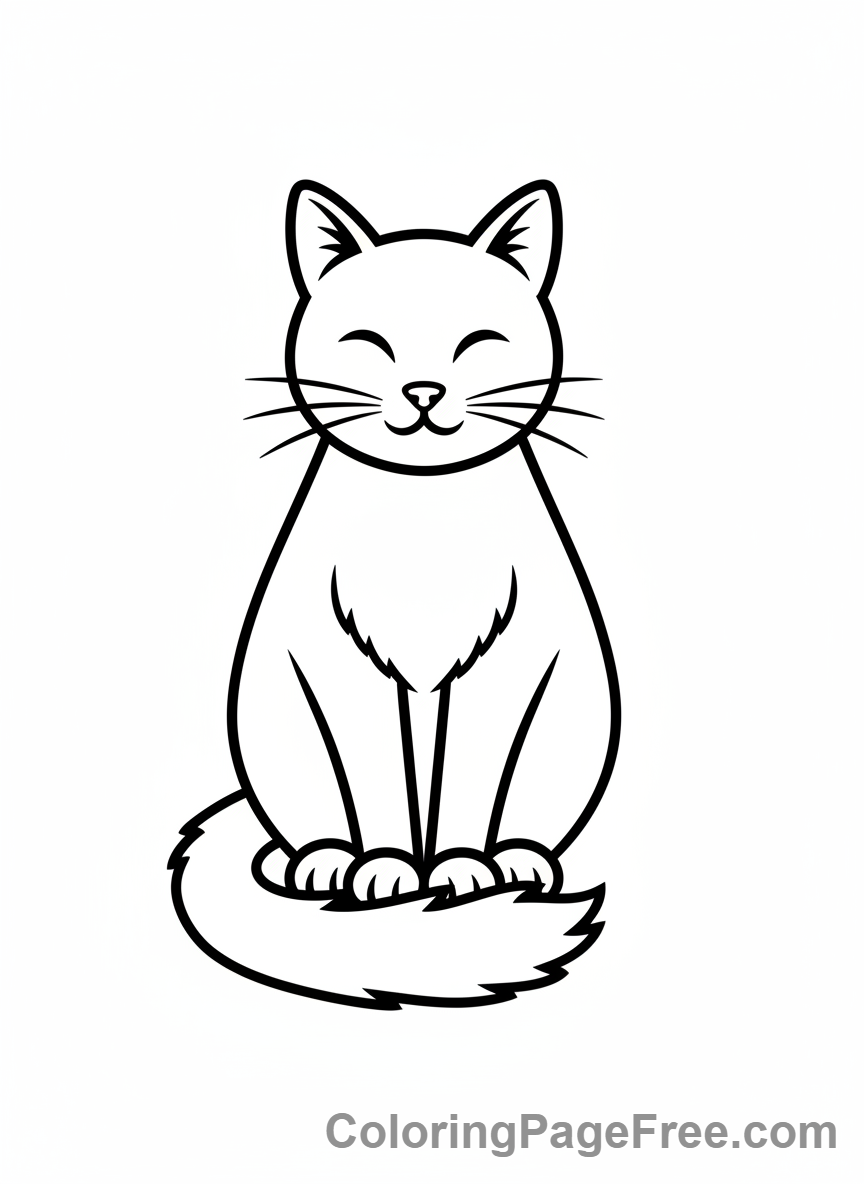 Cat coloring page - Cat sitting peacefully