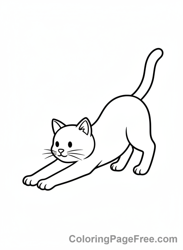 Cat coloring page - Cat stretching yoga