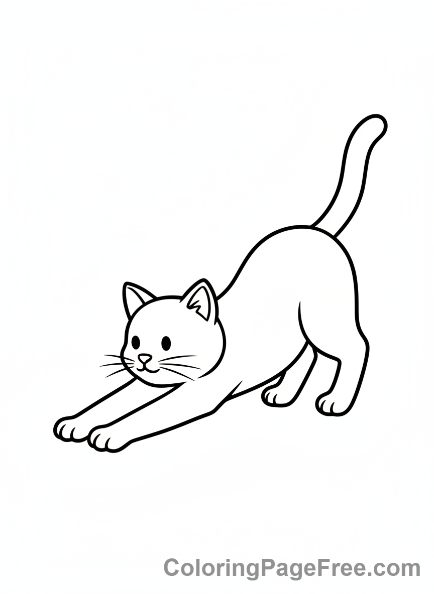 Cat coloring page - Cat stretching yoga