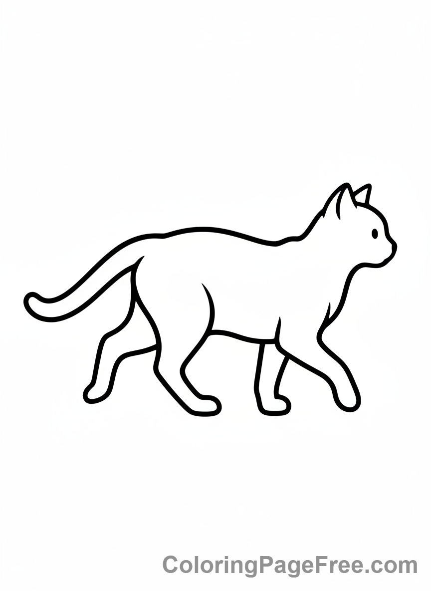 Cat coloring page - Cat walking gracefully