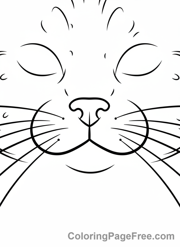 Cat coloring page - Cat whiskers detailed