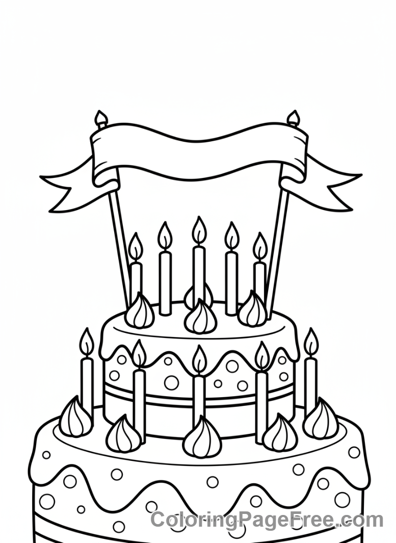 Celebrations coloring page - Birthday cake candles