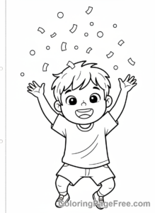 Celebrations coloring page - Child throwing confetti