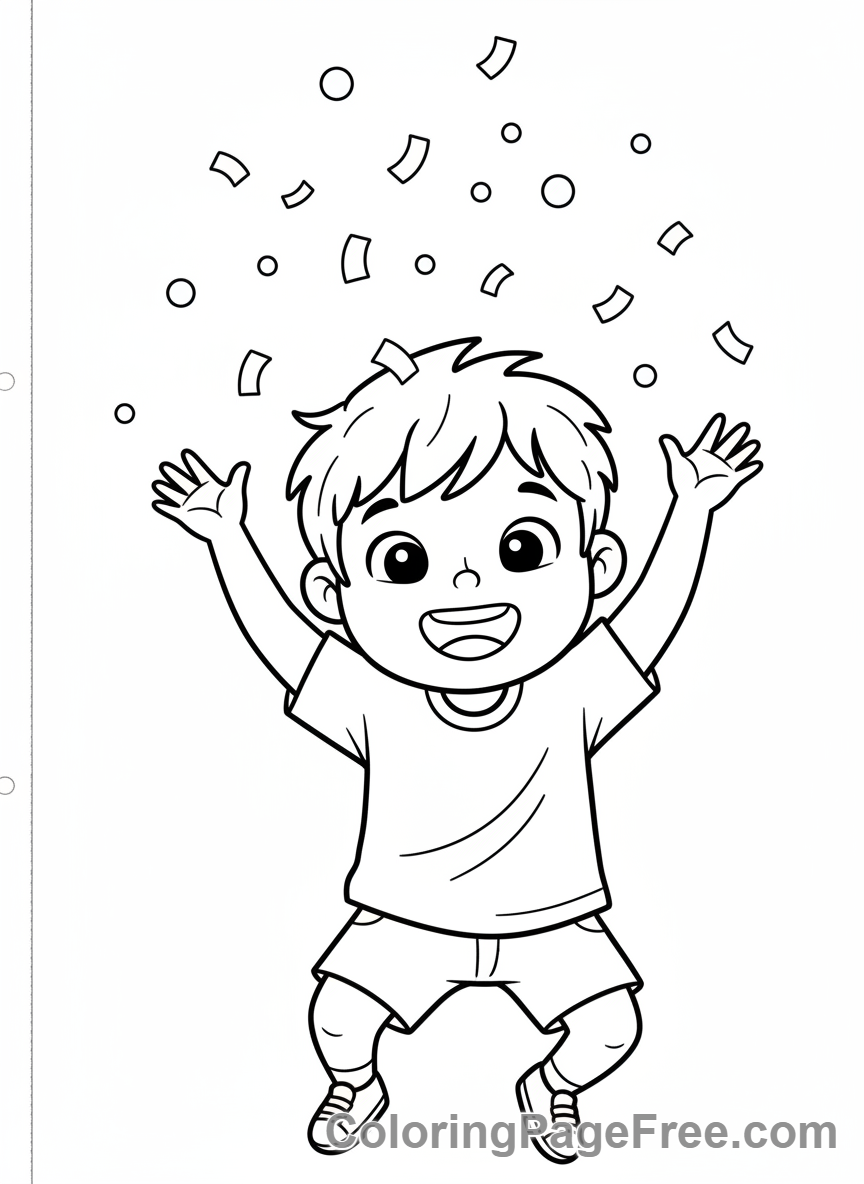 Celebrations coloring page - Child throwing confetti