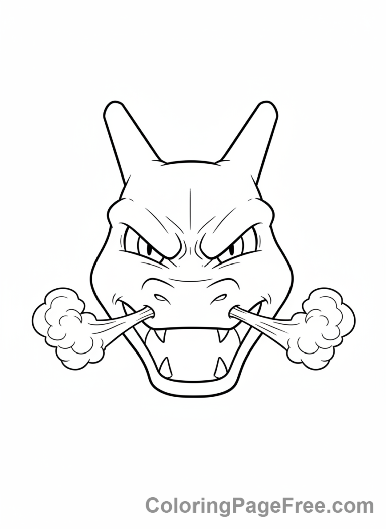 Charizard coloring page - Angry Charizard close