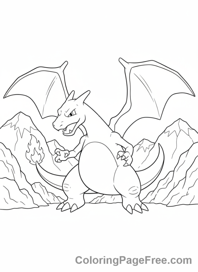 Charizard coloring page - Charizard battle stance
