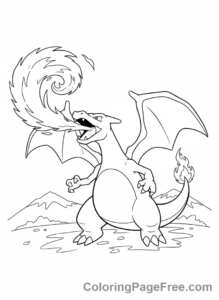 Charizard coloring page - Charizard breathing fire