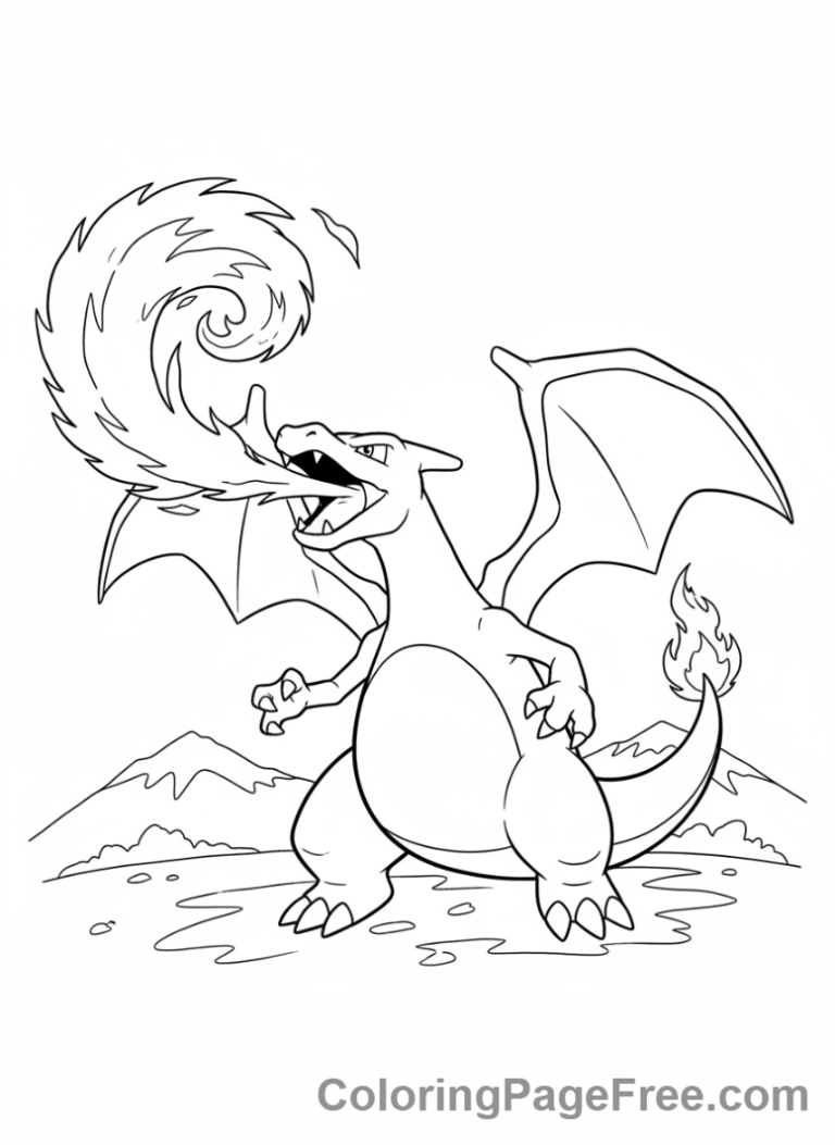 Charizard coloring page - Charizard breathing fire