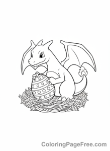 Charizard coloring page - Charizard guarding egg