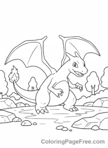 Charizard coloring page - Charizard landing ground