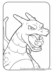 Charizard coloring page - Charizard roaring face