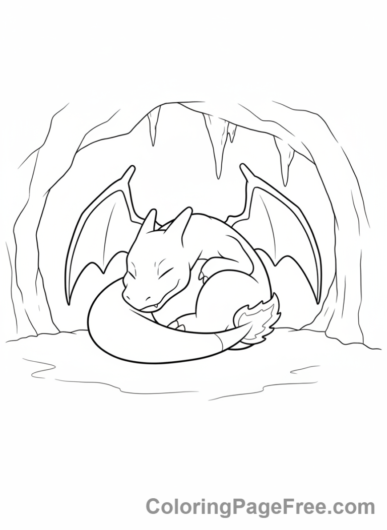 Charizard coloring page - Charizard sleeping peacefully
