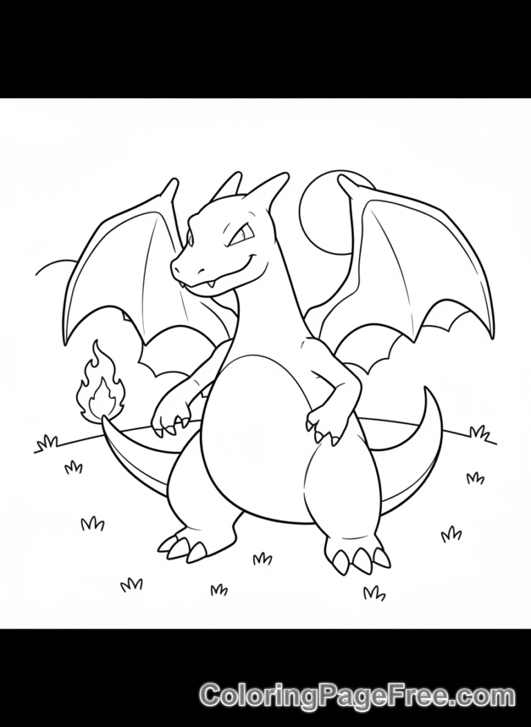 Charizard coloring page - Happy Charizard smiling
