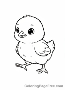 Chicken coloring page - Baby chick walking