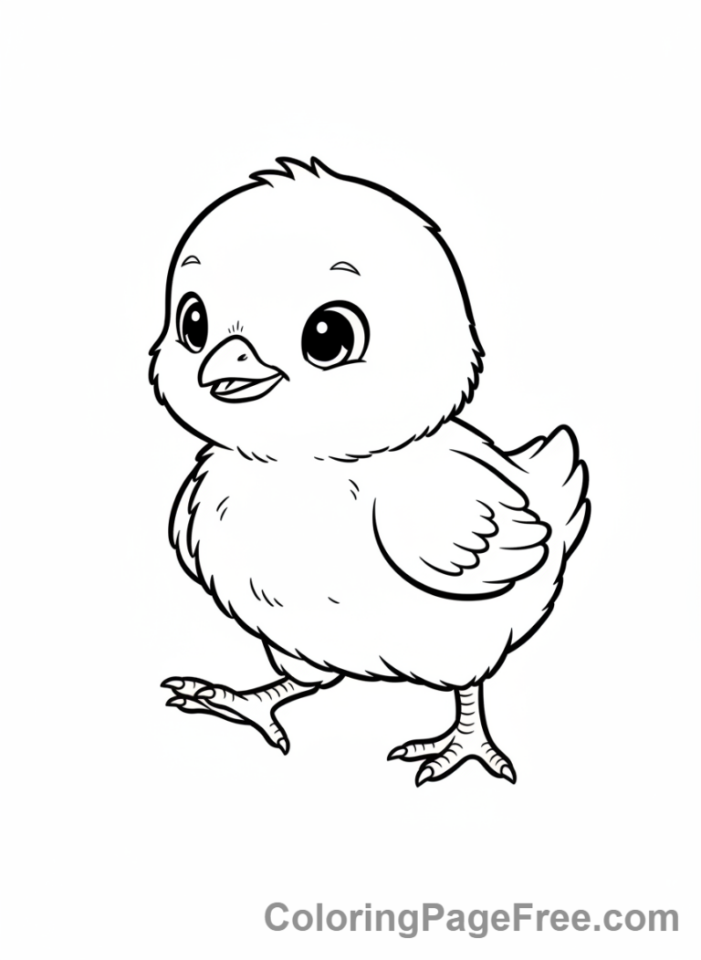 Chicken coloring page - Baby chick walking