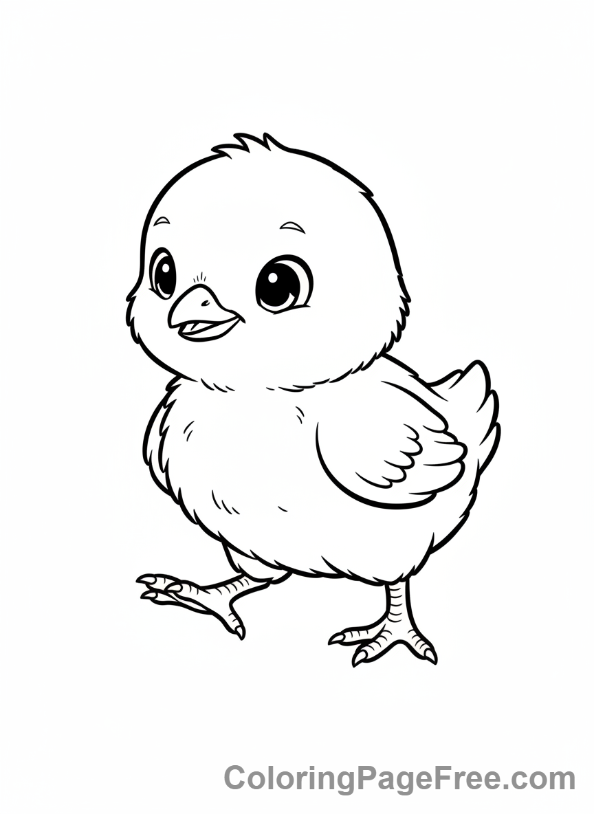 Chicken coloring page - Baby chick walking