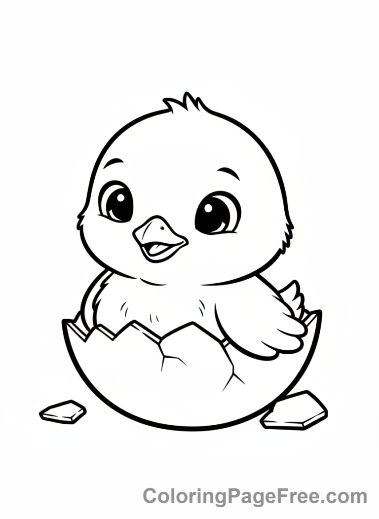Chicken coloring page - Chick hatching egg