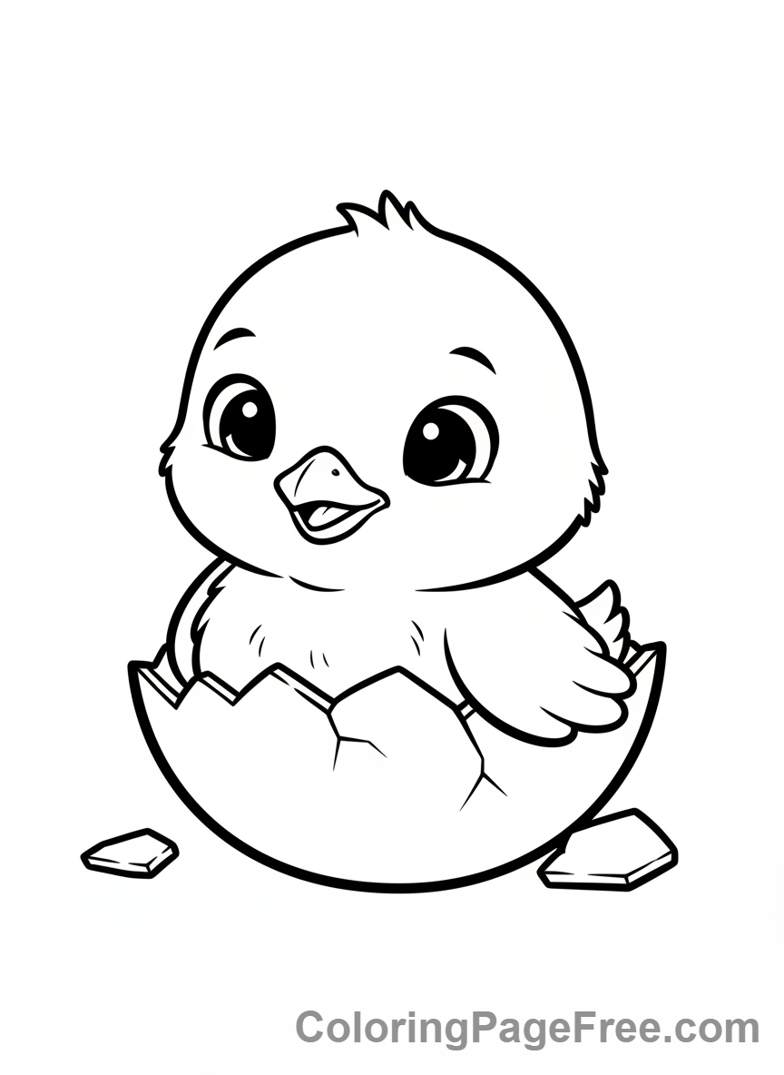 Chicken coloring page - Chick hatching egg