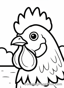 Chicken coloring page - Chicken head close