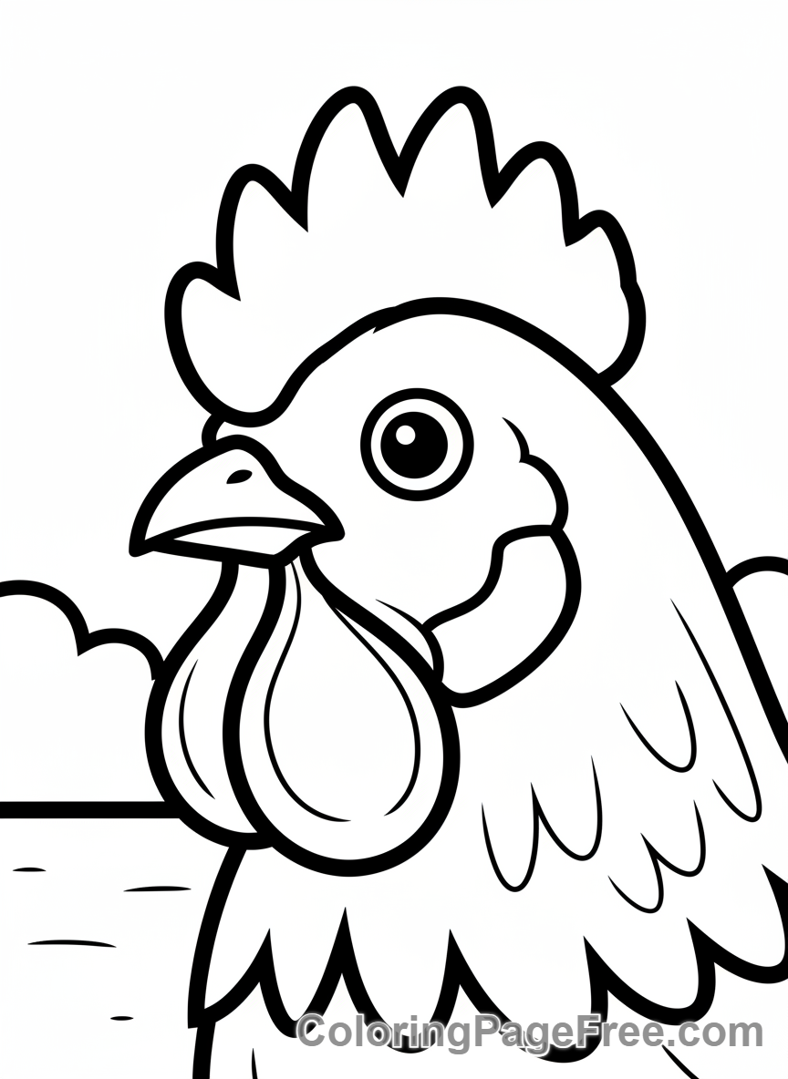 Chicken coloring page - Chicken head close